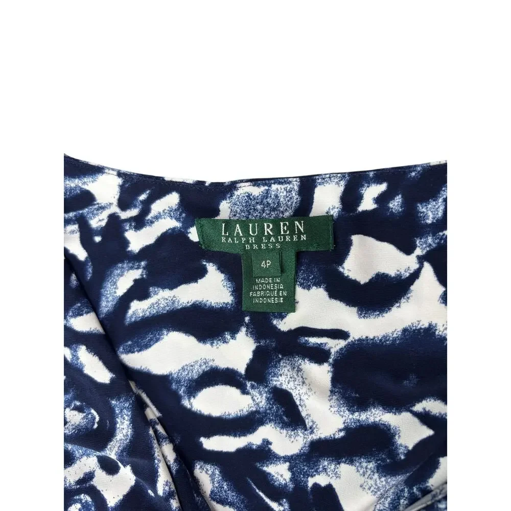 LAUREN Ralph Lauren Printed Ruched Sheath Dress Size 4 PETITE